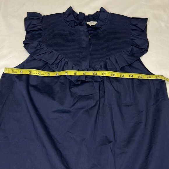 Rachel Zoe Women’s Navy Blue Hera Sleeveless Ruffle Blouse Size 4 - Picture 3 of 8